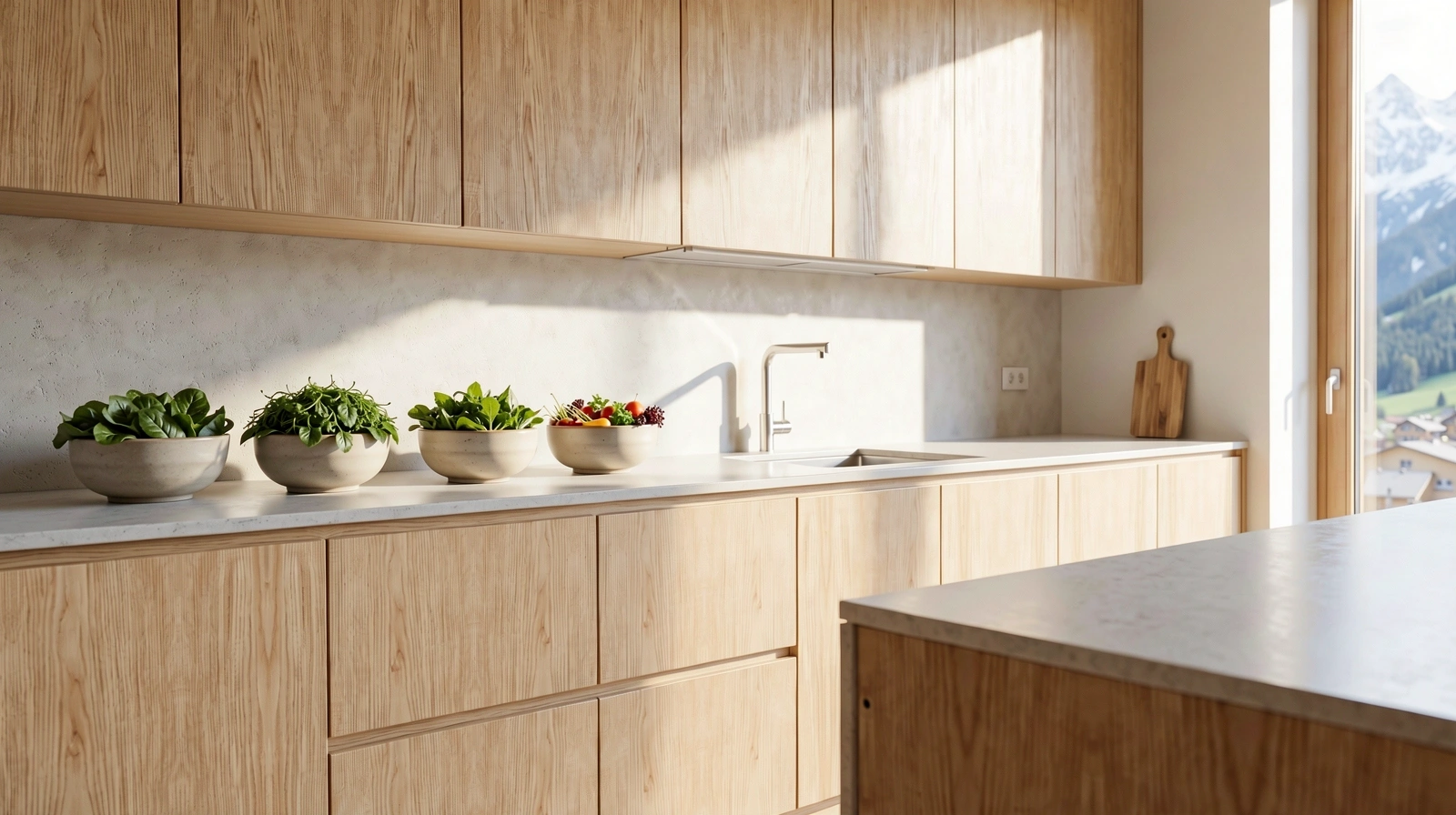 Modernes Küchendesign mit natürlichen Materialien